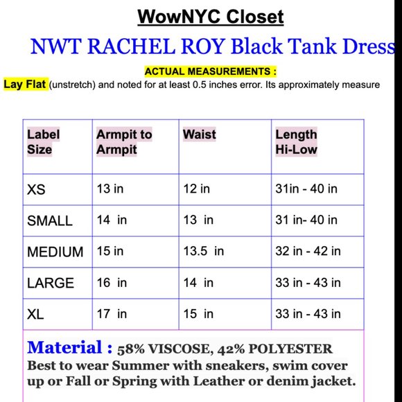 NWT RACHEL ROY Hi-Low Ribbed Tank Midi Dress Black MEDIUM Scoop Neck Ruched Slim - Picture 5 of 14